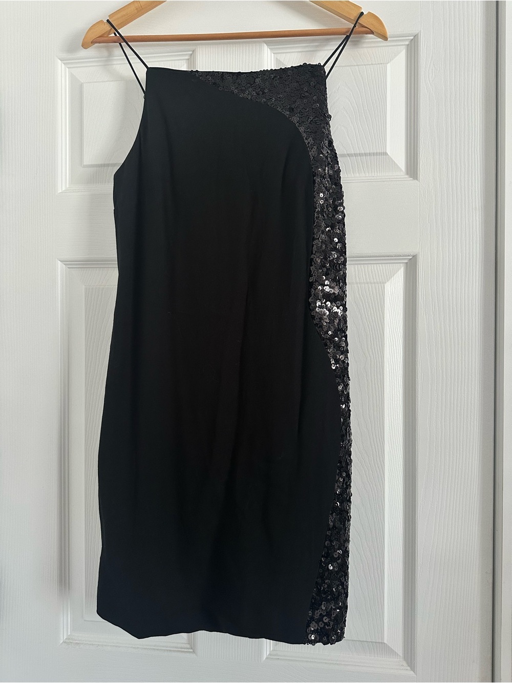 Banana Republic Black One-Shoulder Sequin-Trim Mini Dress